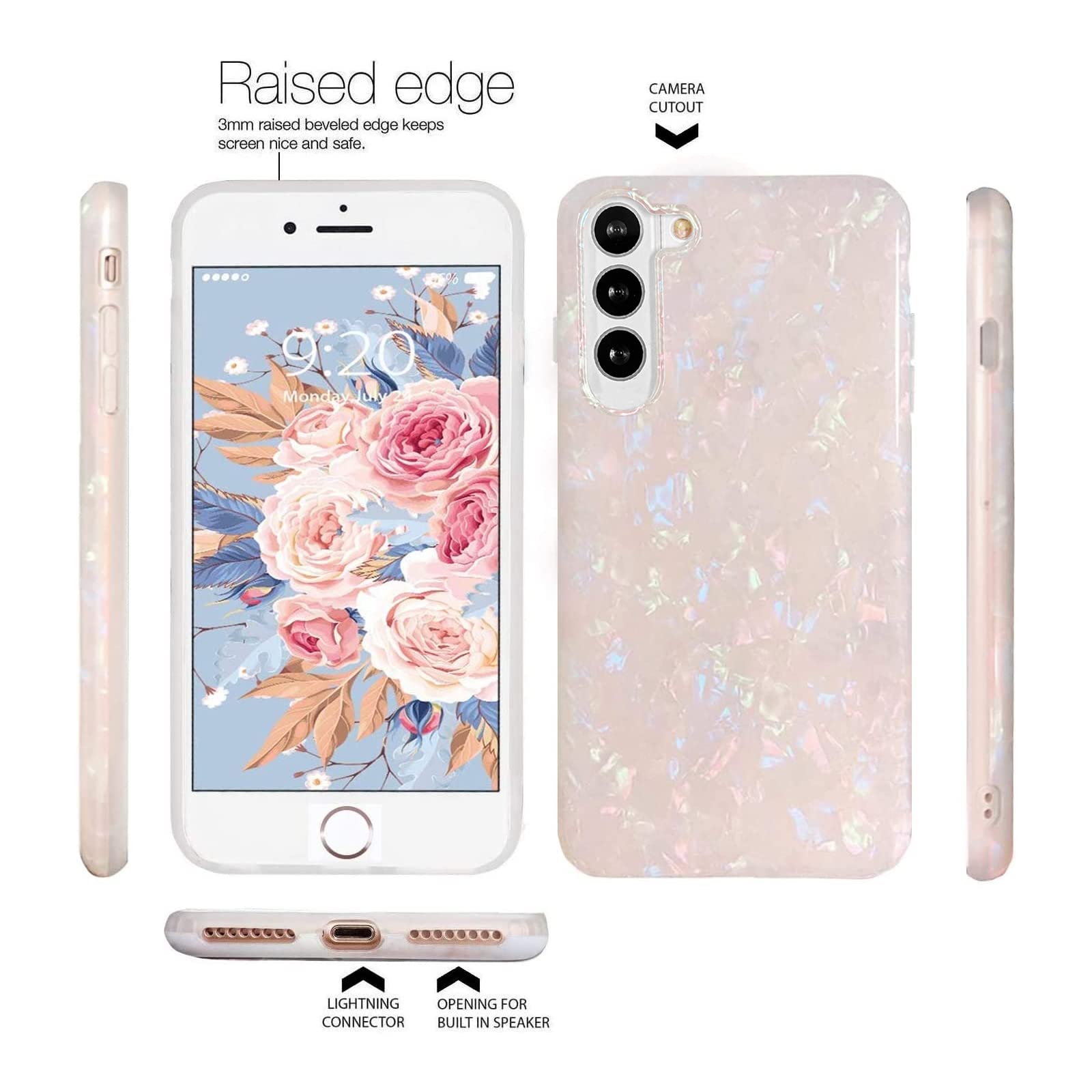 Galaxy S23 Plus Case 5G 6.6-inch, Luxury Sparkle Glitter Translucent Clear Opal