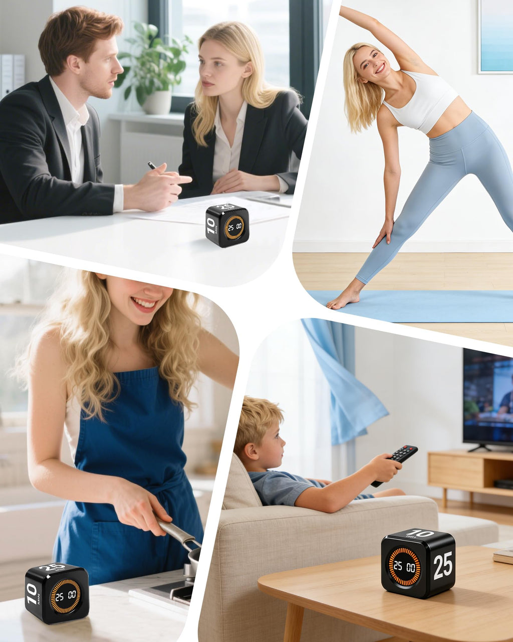 Timer Cube For Productivity — 5/25/10/50 Minutes Preset, Digital Gravity Sensor