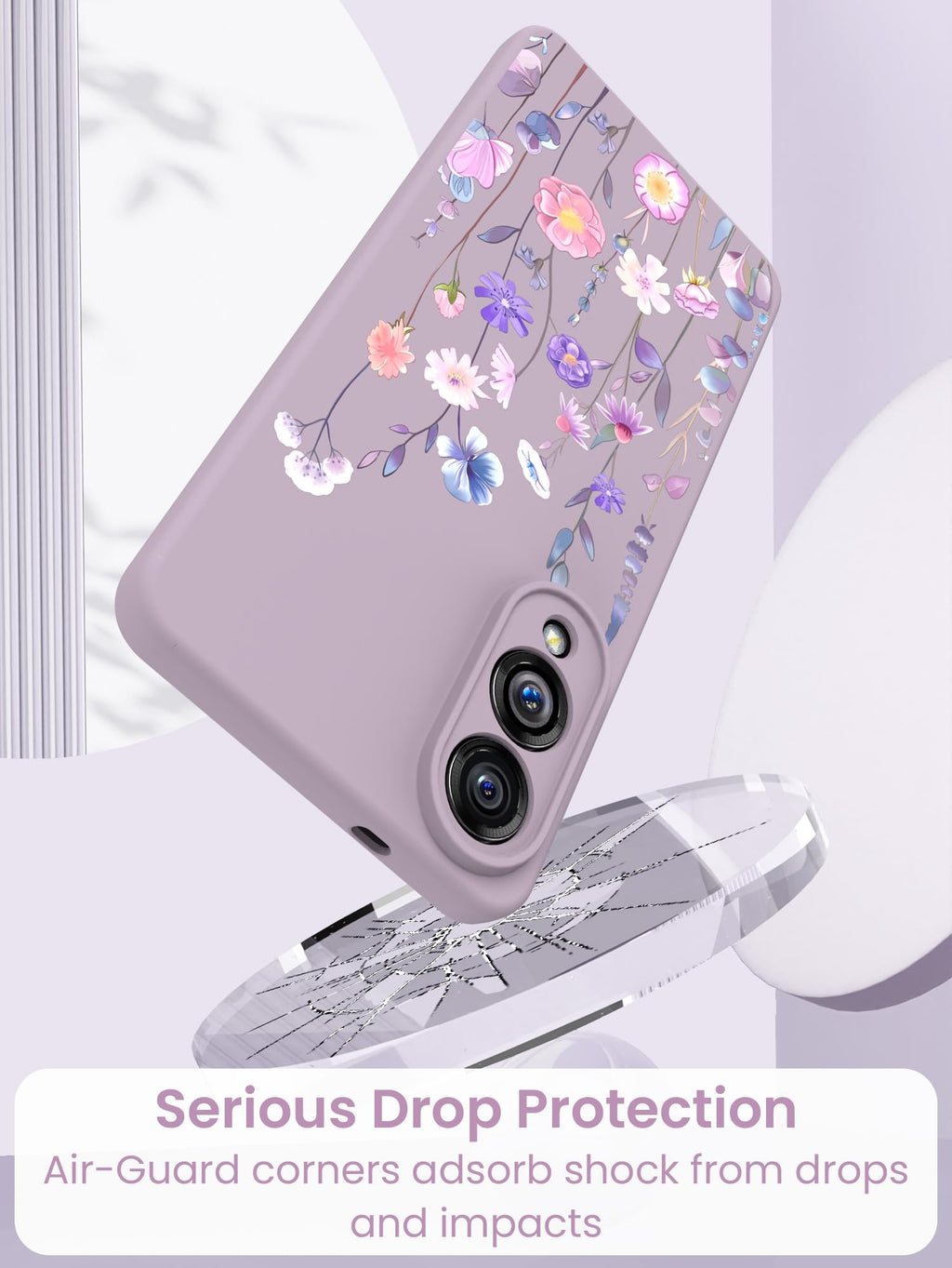 for Samsung Galaxy S25 Edge Case, Girls Women Florals Liquid Silicone Phone Case