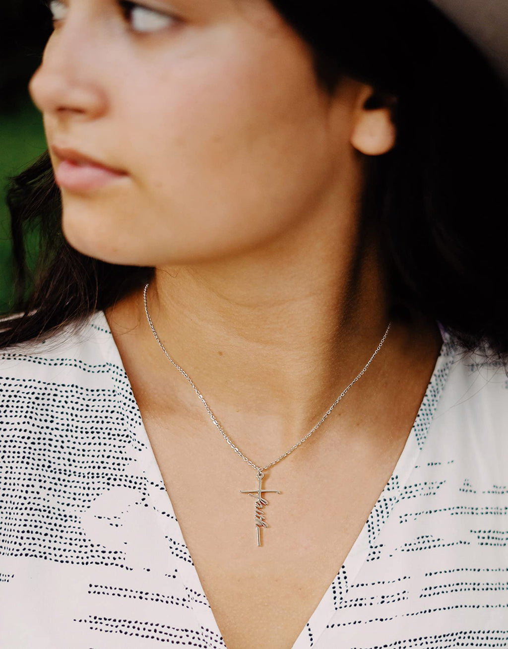 Cross Necklace for Women Faith Cross Pendant Necklace Stainless Steel Faith Reli