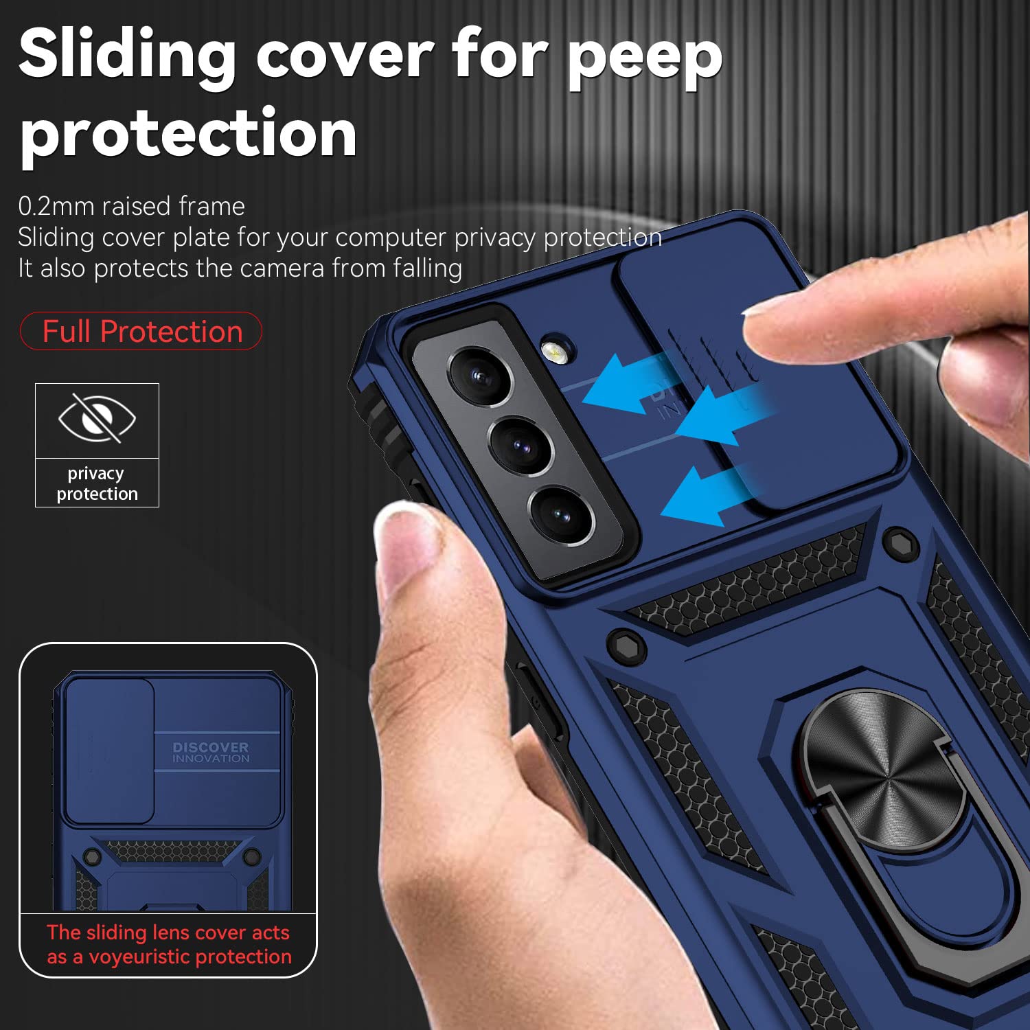 S21 Plus Case with Innovative Slide Camera Cover & HD Screen Protector