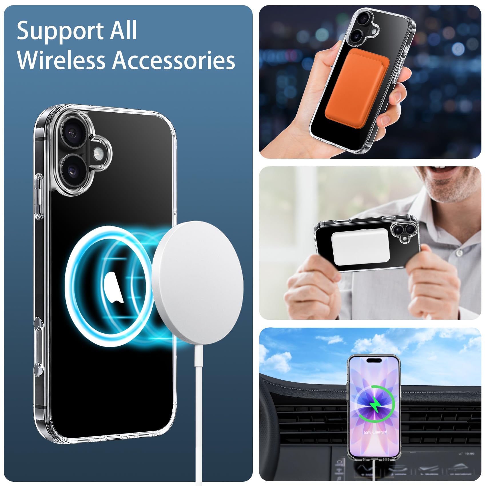 17 Magnetic Case Clear — 42 Built-In Magnets, Transparent Anti-Scratch Shockproo