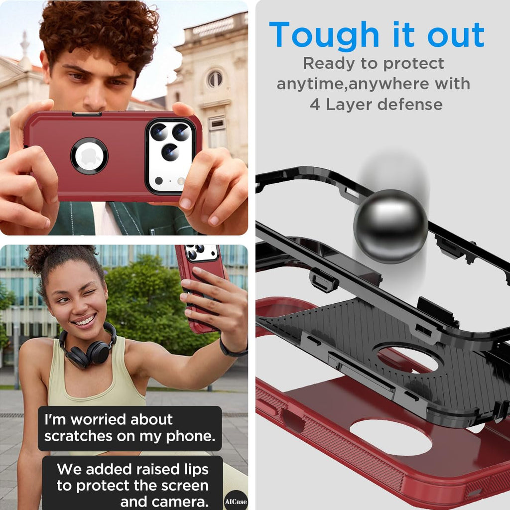 Iphone 17 Pro Case,Heavy Duty Drop Protection Full Body Rugged Shockproof/Drop P
