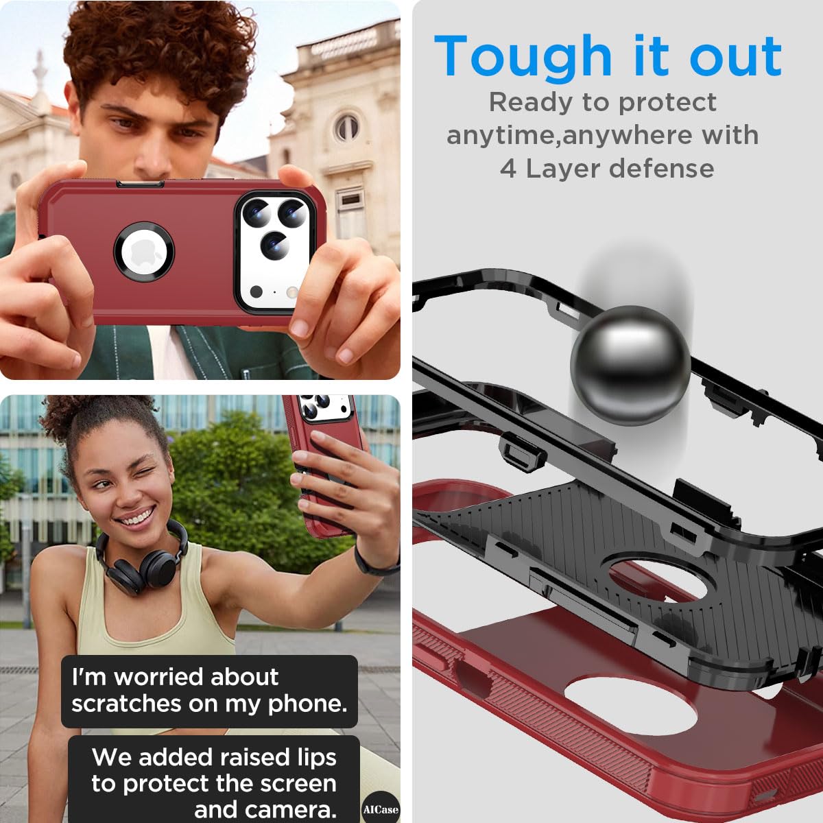 Iphone 17 Pro Case,Heavy Duty Drop Protection Full Body Rugged Shockproof/Drop P