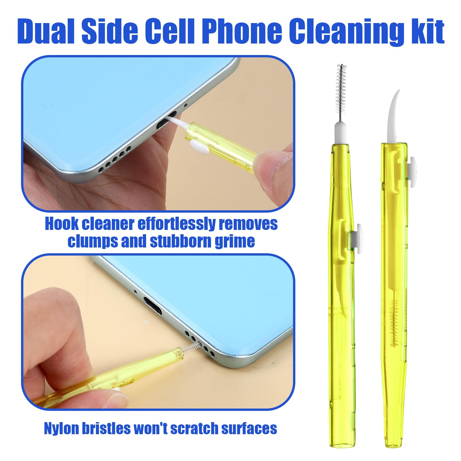 Phone Charge Port Cleaning Tool Kit Anti-Clogging Mini Brushes Cleaner