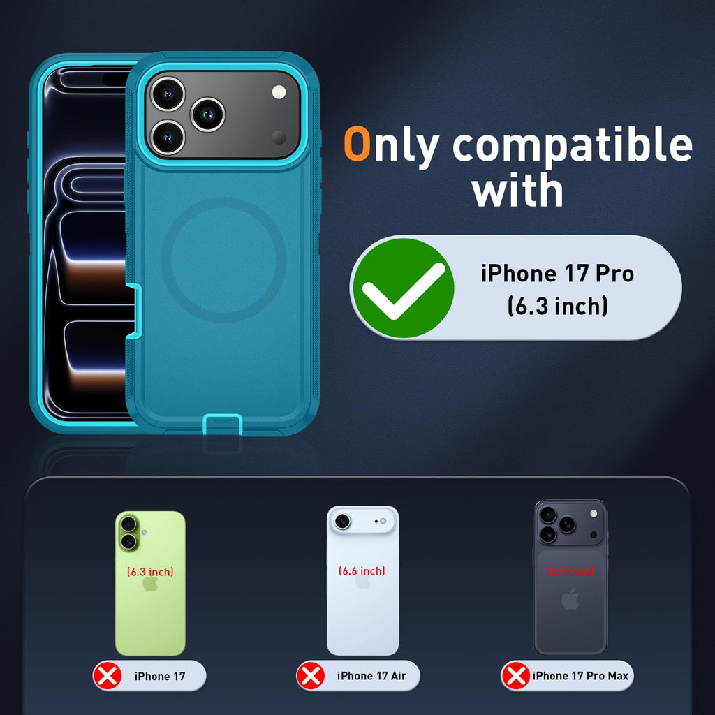 Iphone 17 Pro Heavy Duty Shockproof 3-Layer Full-Body Protection Rugged Cover [