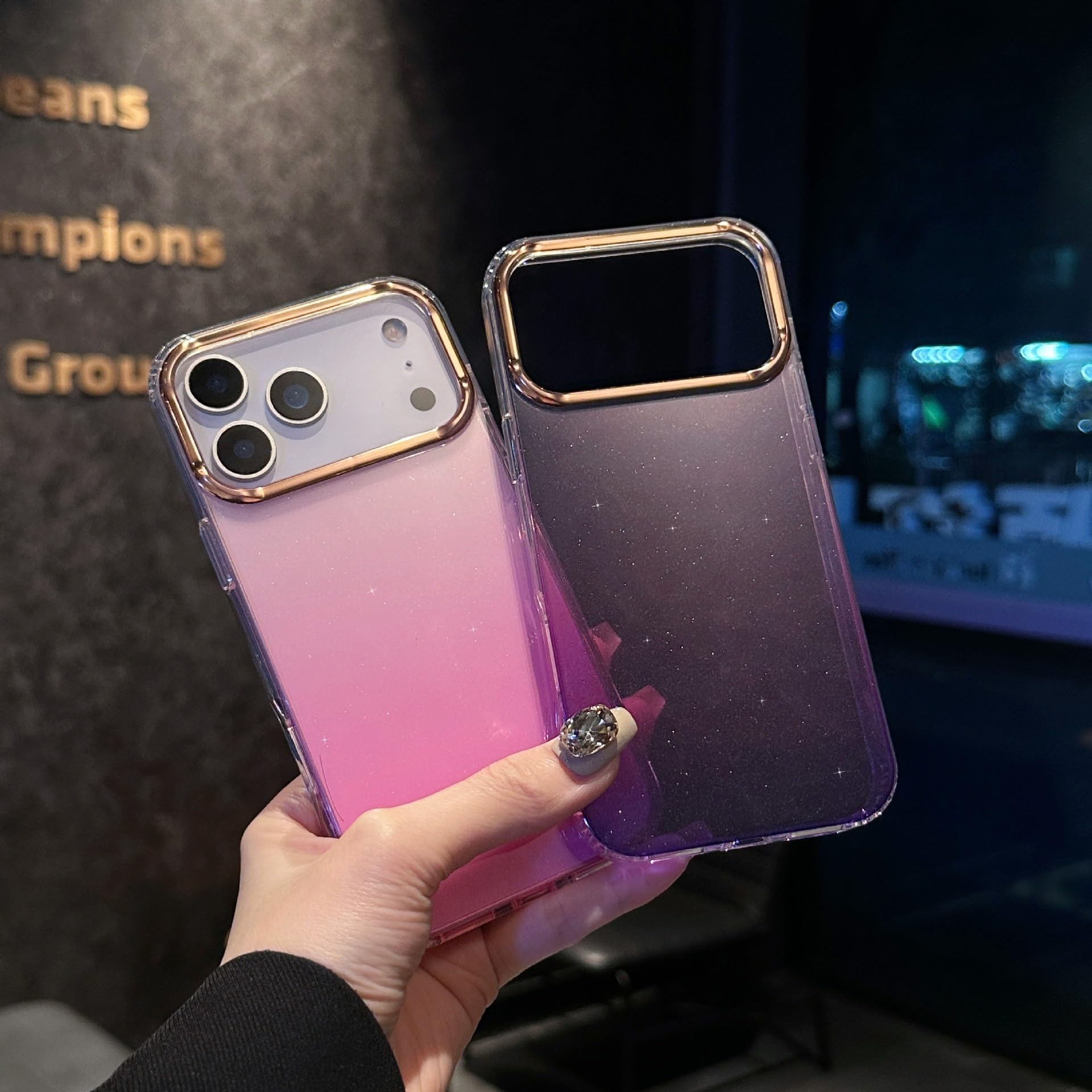 with iPhone 17 Pro Gradient Glitter Case Fashion Bling Sparkly Glossy