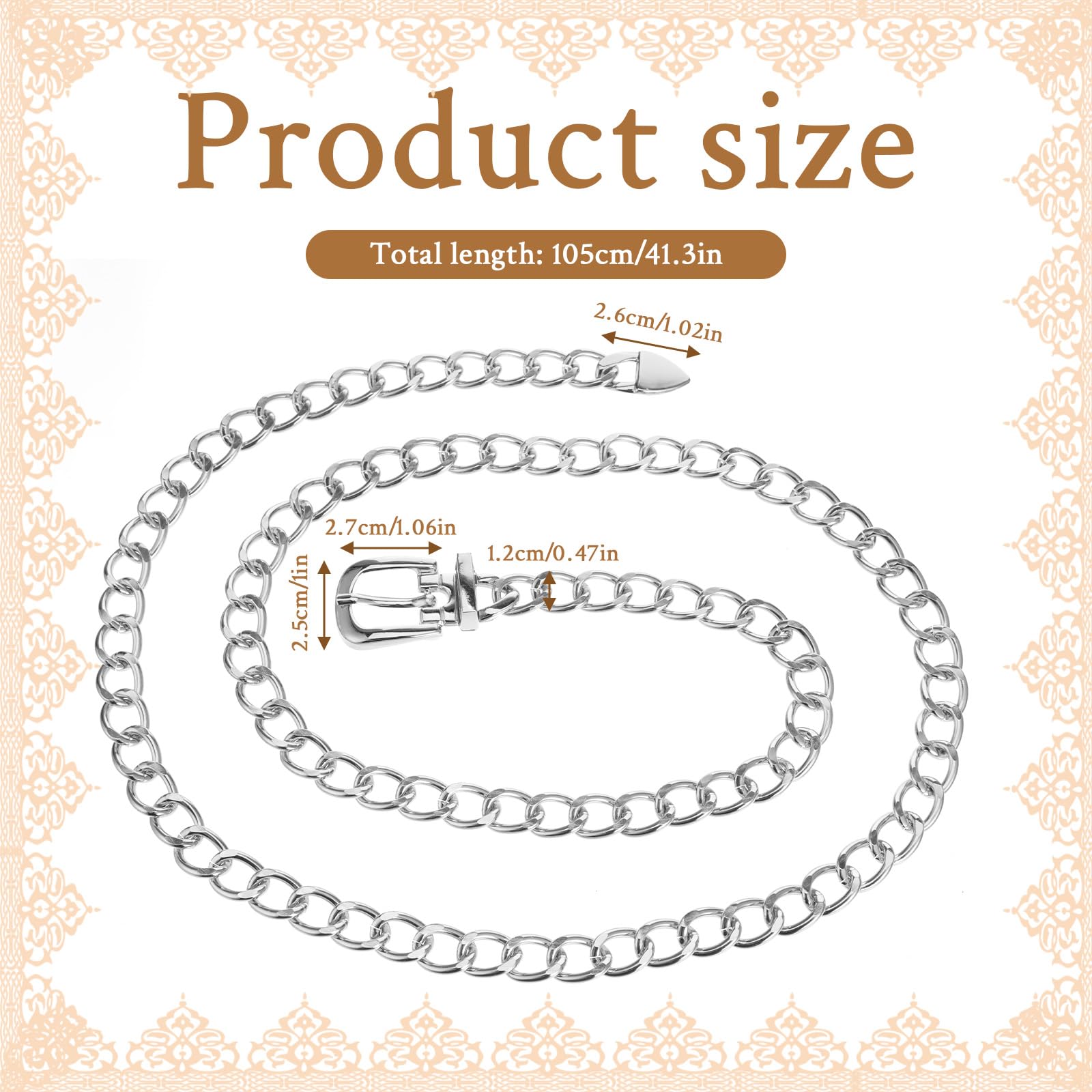 Belt for Women Waist Size 32-37", Metal Waist Chains Belt Adjustable Chain