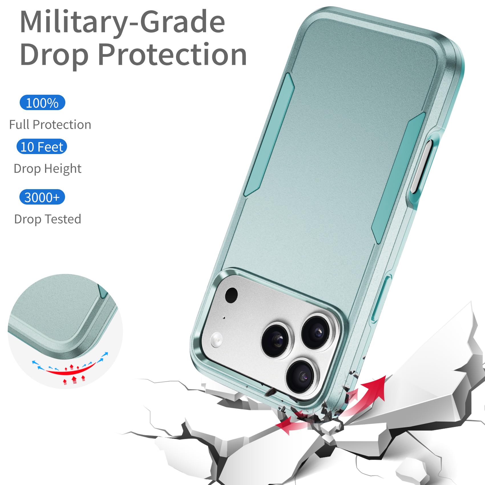 For Iphone 17 Pro Max Case, Dual Layer Heavy Duty Shockproof Protective Phone Ca