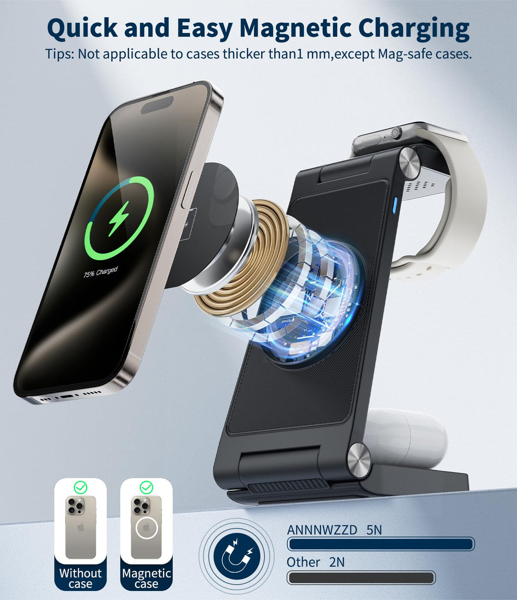 Station, 3 in 1 Fast Max Charging for Smartphone,Watch,TWS - S
