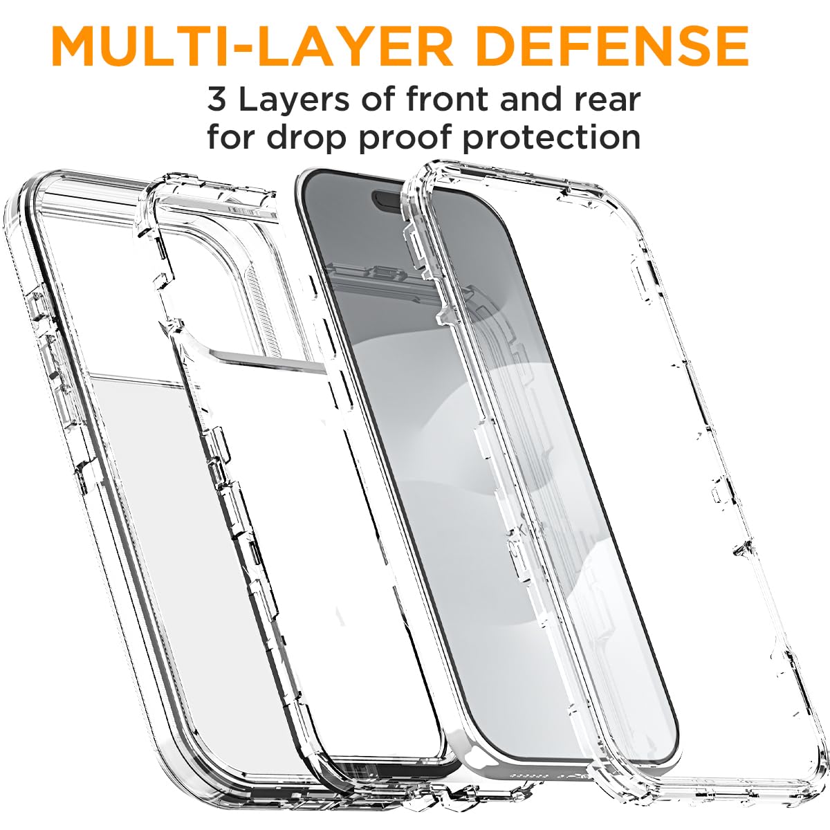 Iphone 17 Pro Max Case Clear 3 In 1 Heavy Duty Drop Protection Full Body Rugged