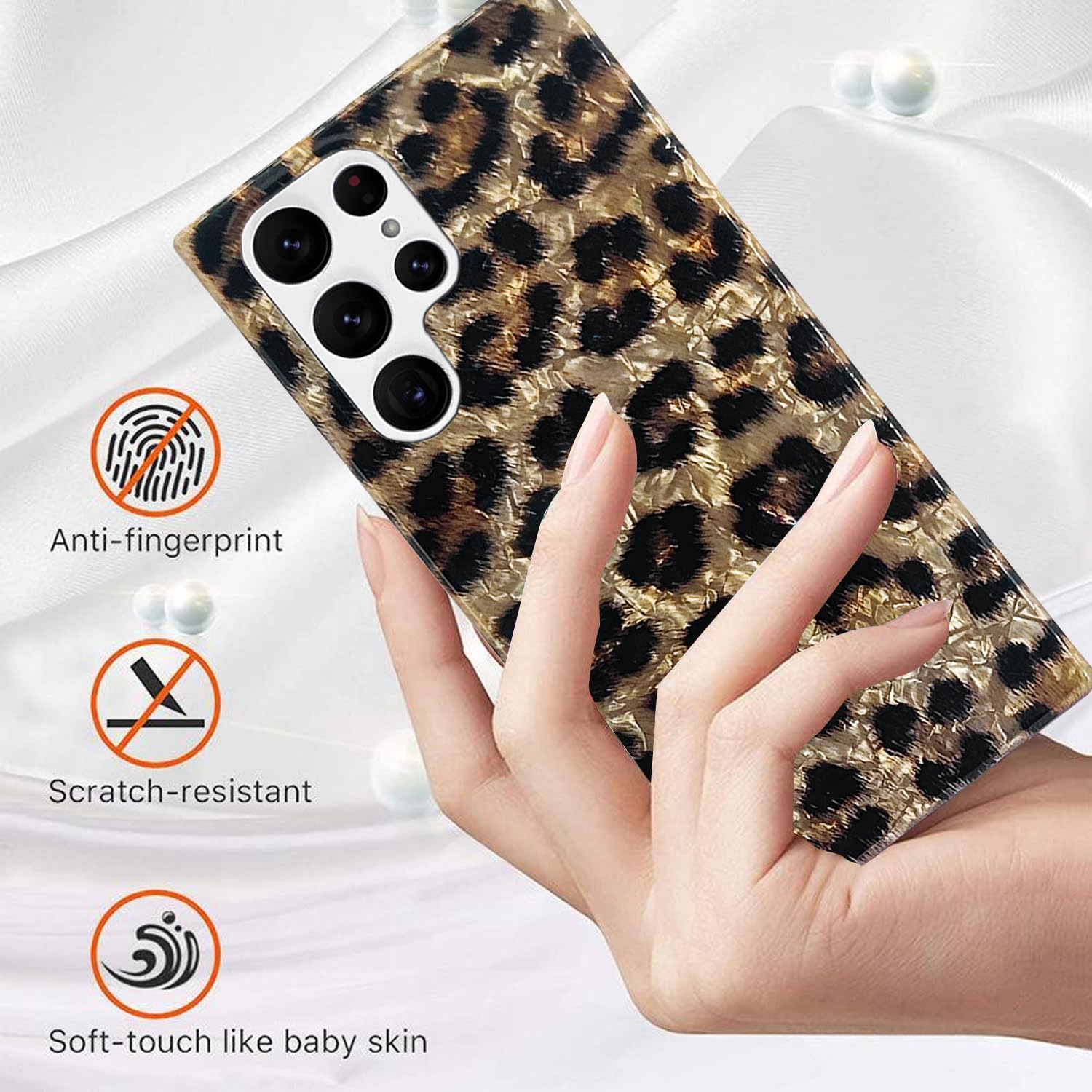 Galaxy S22 Ultra Case 5G 6.8-inch, Phone Case S22 Ultra, Soft Sparkly Leopard Pr
