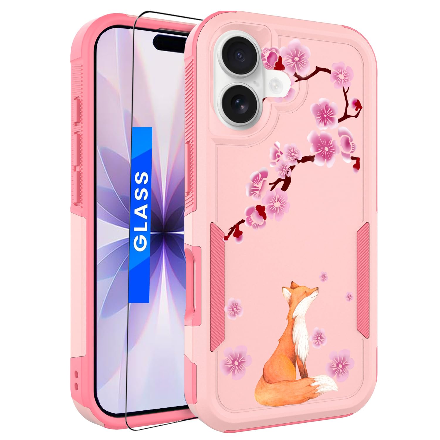 iPhone 17 Case with Screen Protector: Cute Flowers Floral Design for Girls W