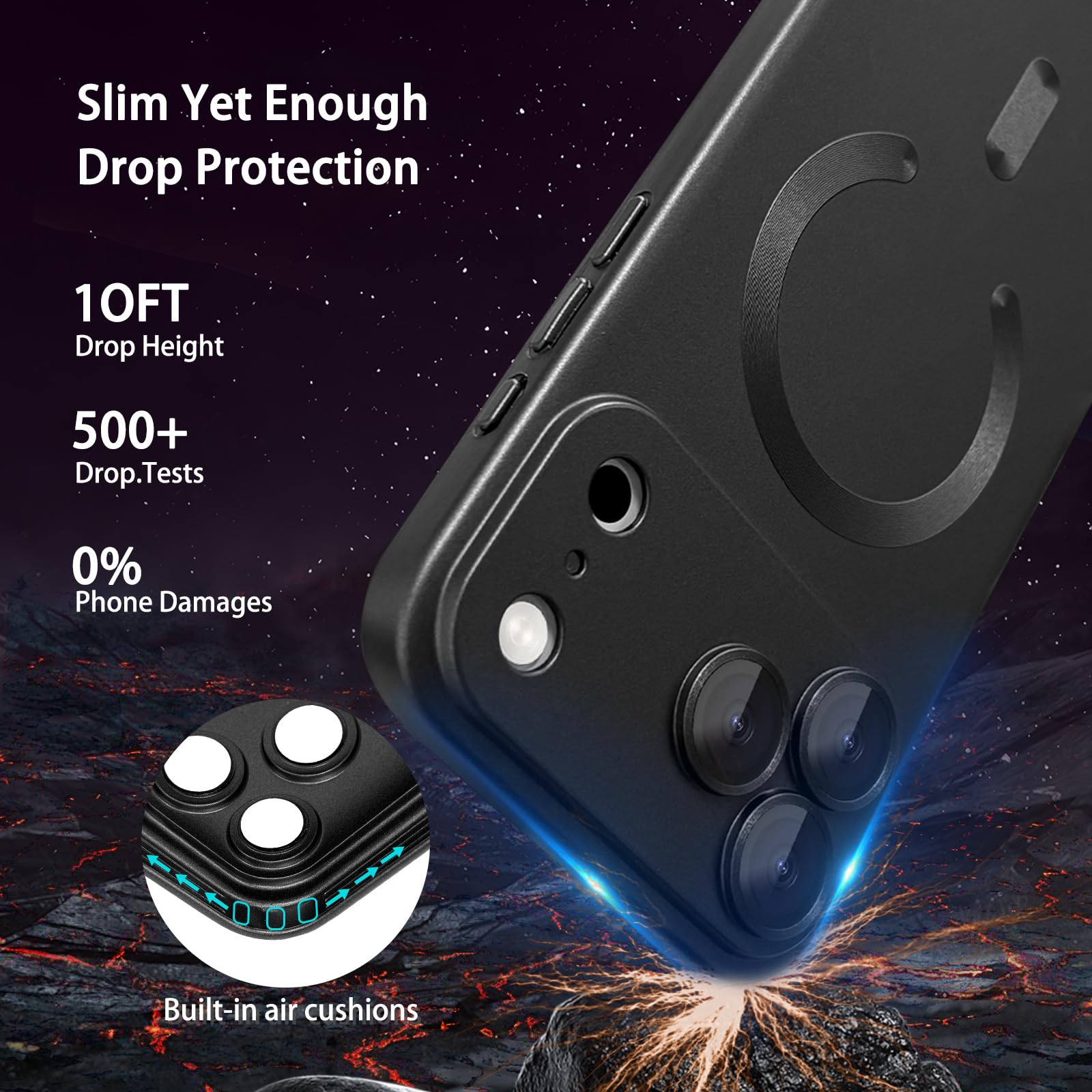 For Iphone 17 Pro Max Case, With Camera Lens Protector, Magnetic, Slim Shockproo