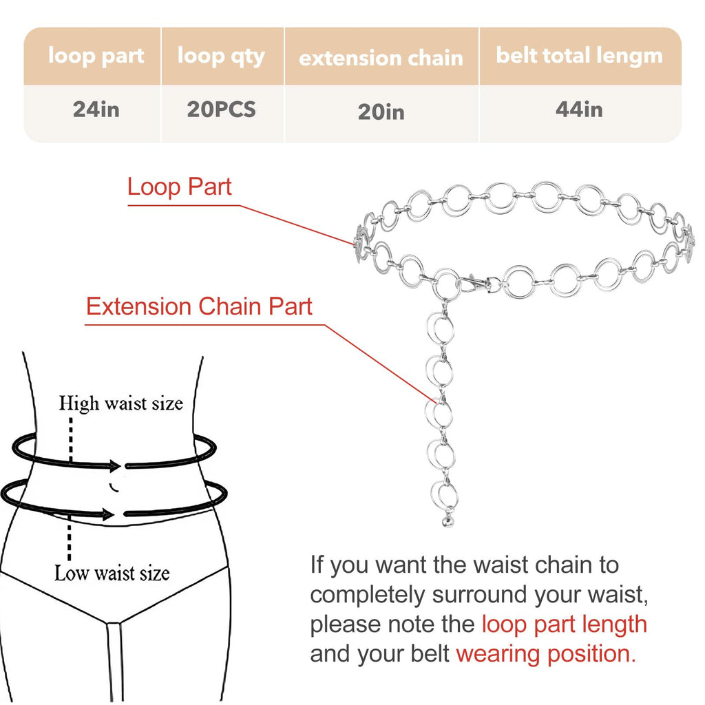 Link Silver Chain Belt for Women Silver Waist Chain Belly Link Belt Chunky