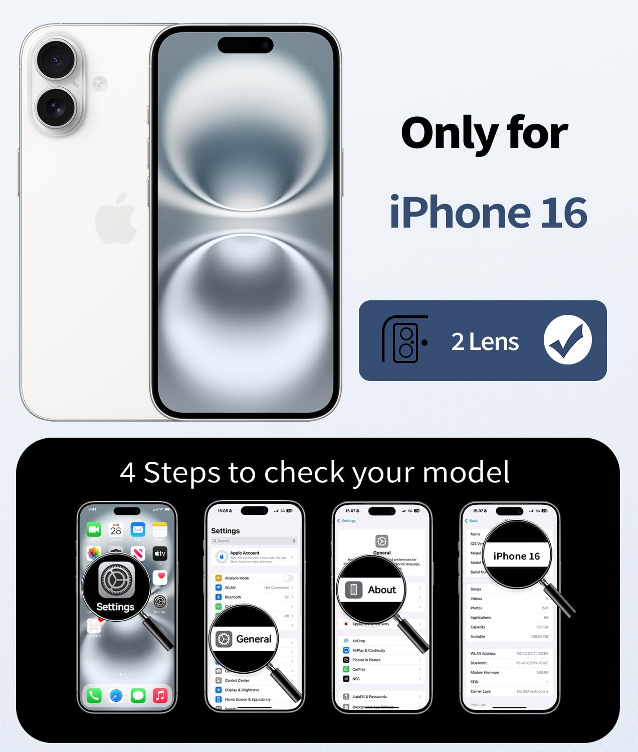 Case For Iphone 16 With Screen Protector [Full Camera Protection] [Strong Magsaf