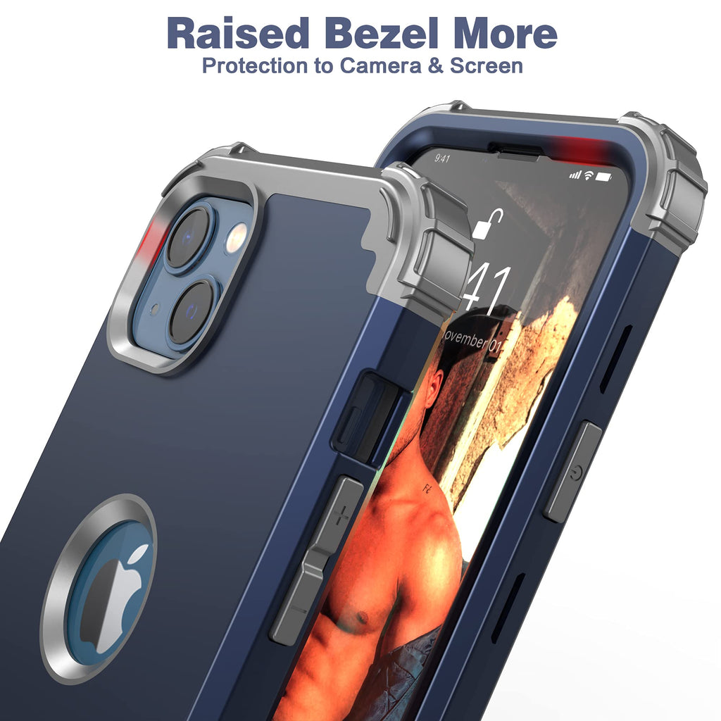 for iPhone 13 Case with Screen Protector, for iPhone 14 Case, Hybrid Shockproof