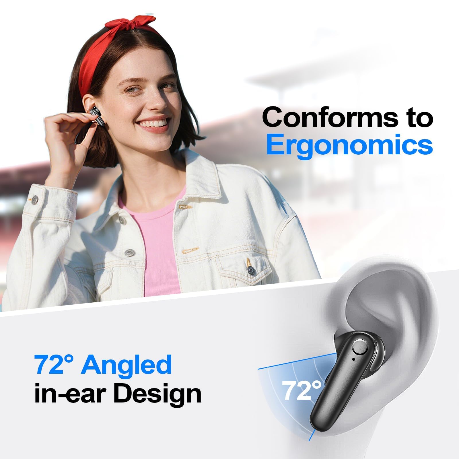 Wireless Ear Buds Bluetooth 5.4 Headphones 60H Playtime Deep Bass Stereo Earbuds
