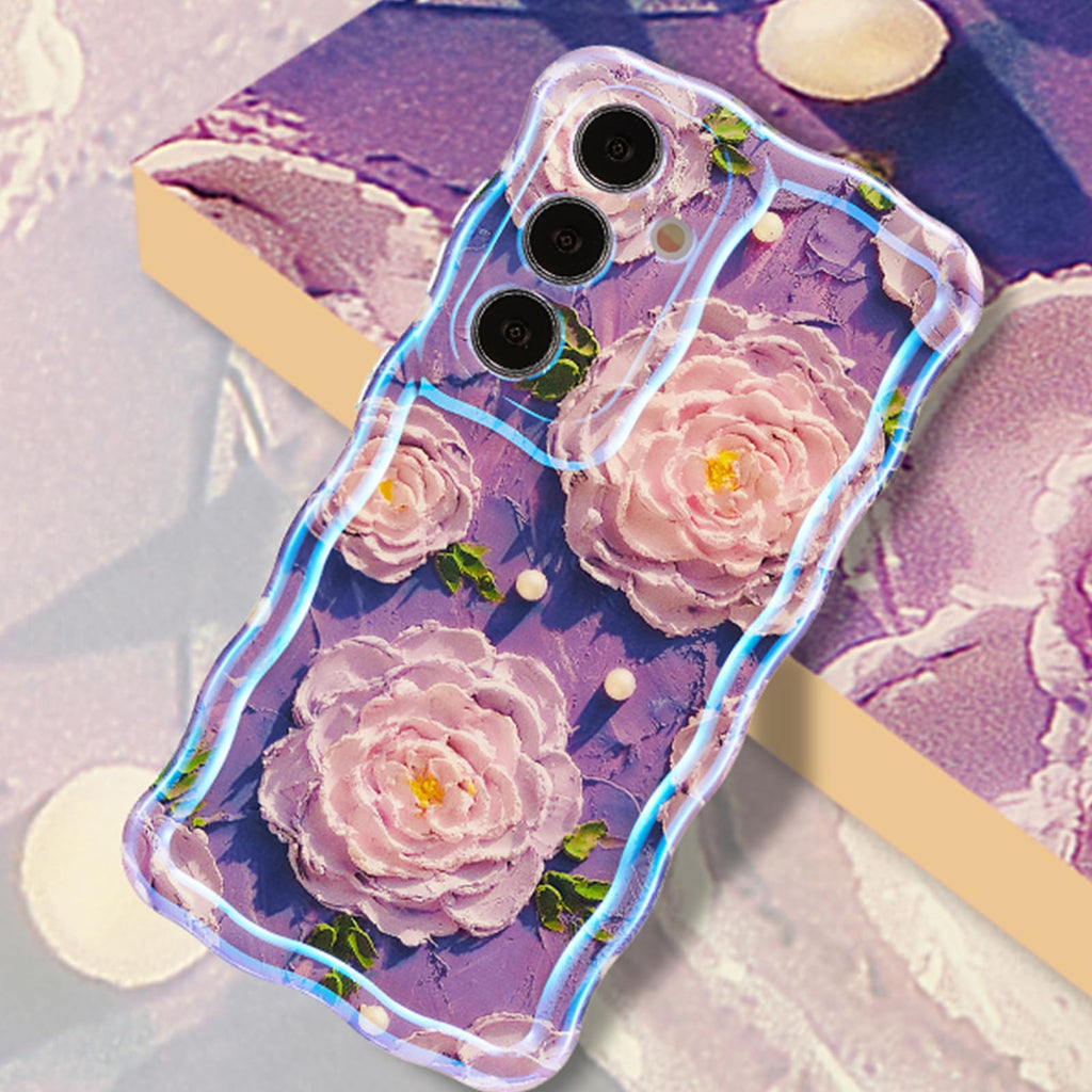 Case for Samsung Galaxy S25, Colorful Retro Oil Painting Flower Cute Floral Aest
