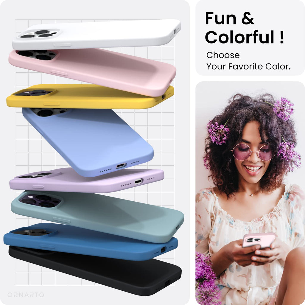 14 Pro Max Case 6.7, Slim Liquid Silicone 3 Layers Full Covered Soft Gel Rubber