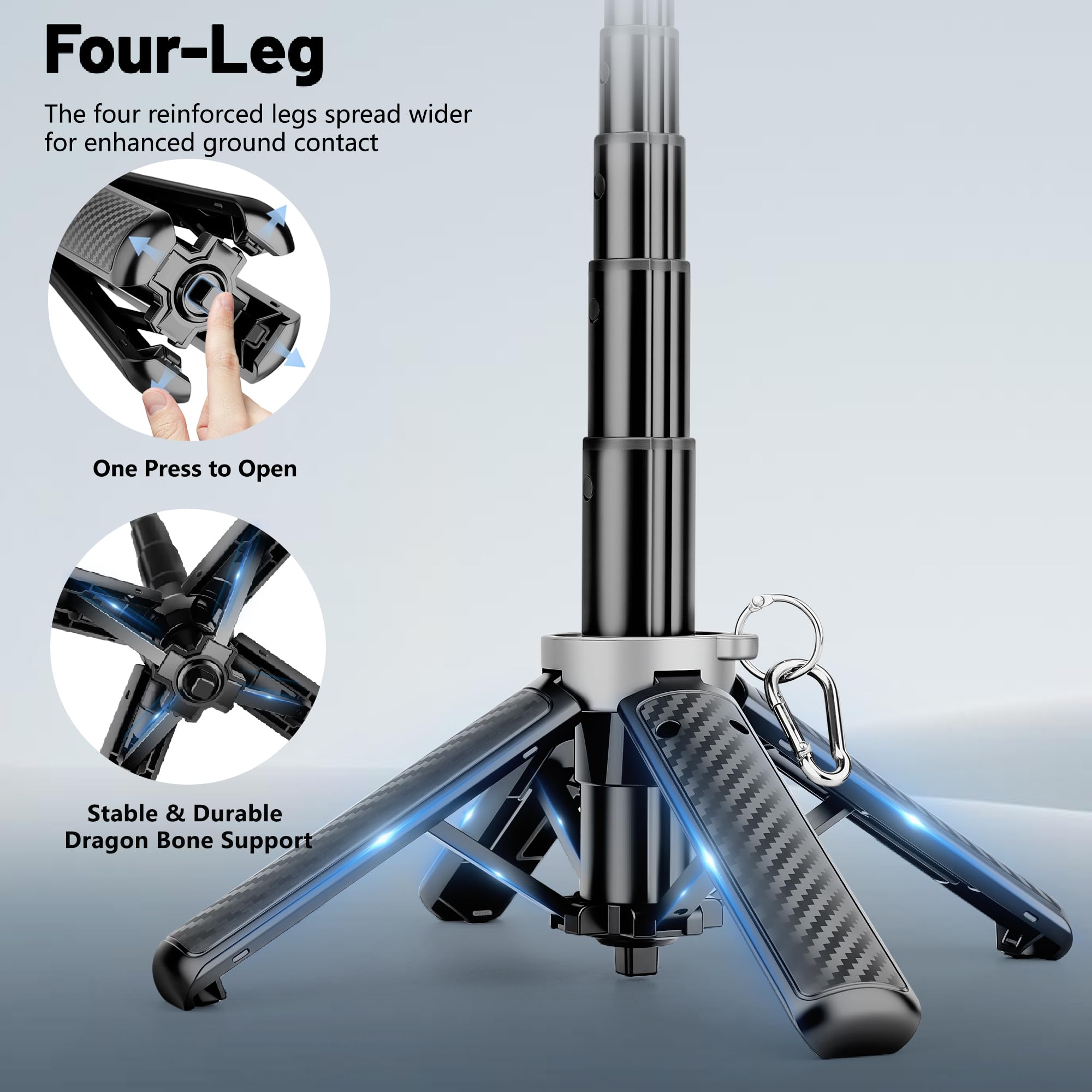 Multifunctional Magnetic Phone Tripod, Portable Selfie Stick for iPhone & Android
