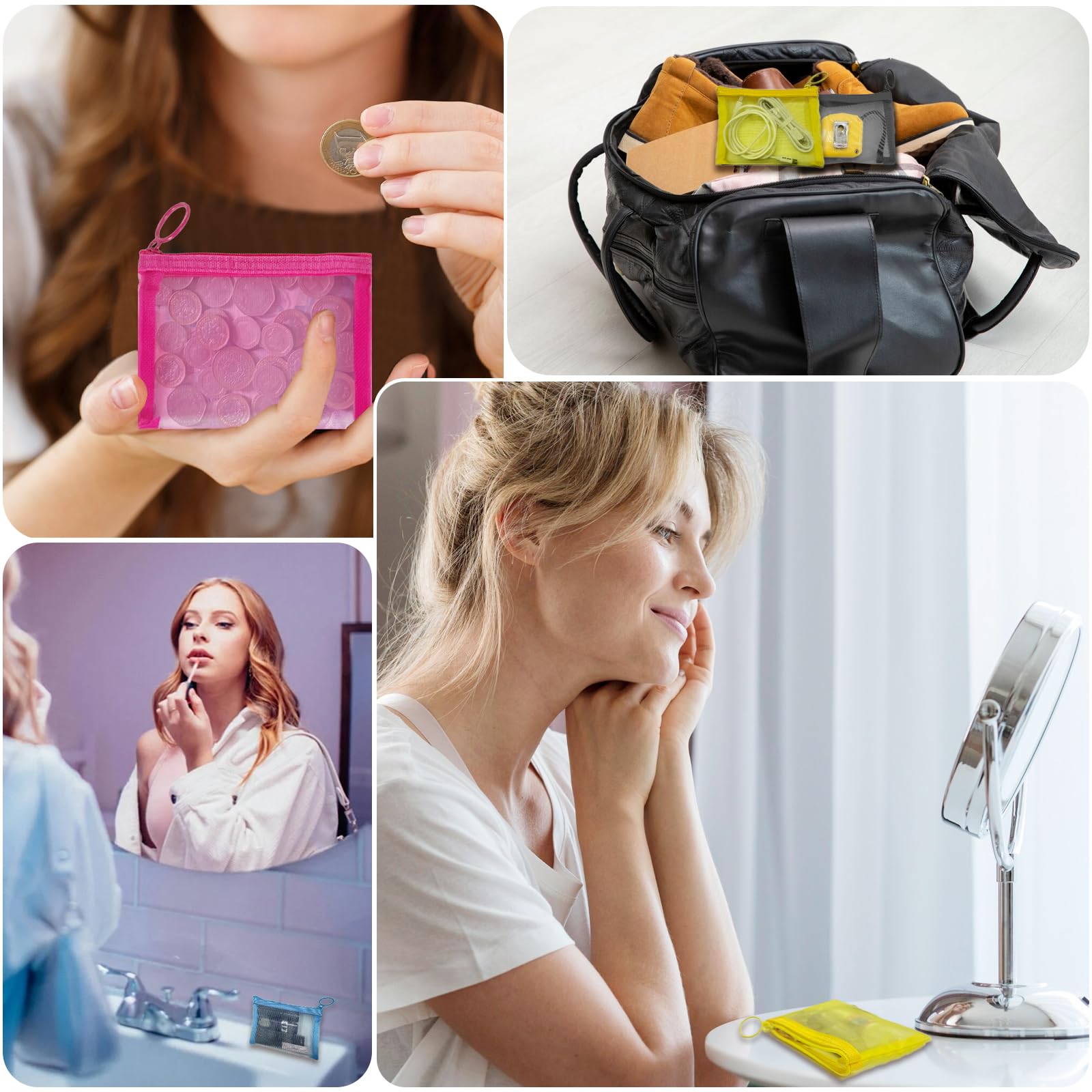Pack), Small Mesh Bags with Zipper Nylon Makeup Pouches Bag Cosme