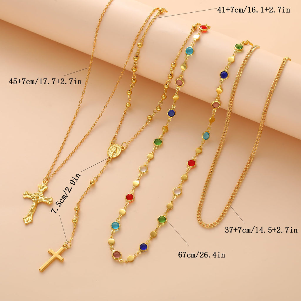 Layered Gold Cross Necklaces for Women Trendy, Bohemian Bead Pearl Y Long Pendan