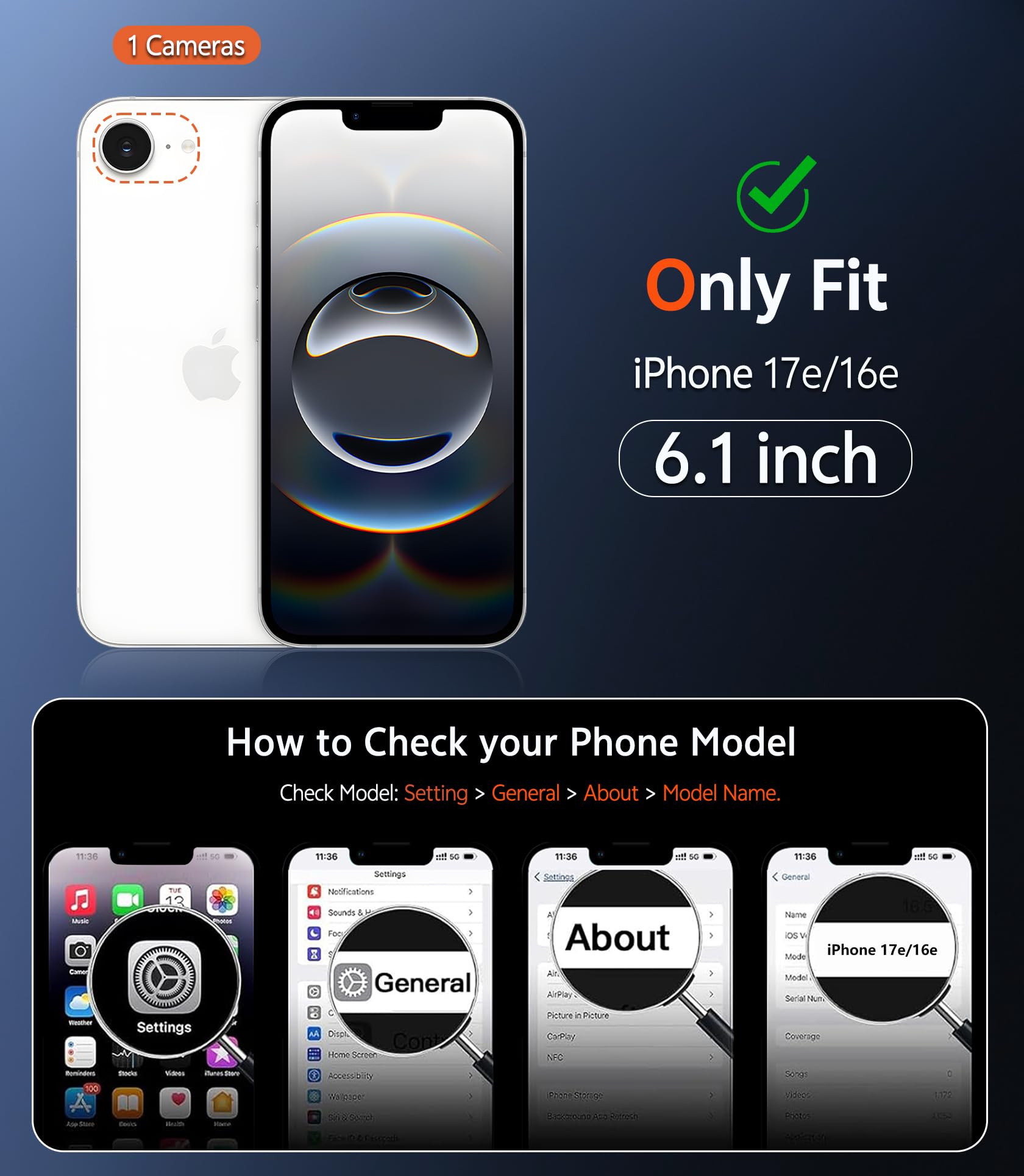 Iphone 17E & Iphone 16E Case Clear: Magnetic Cases With 1 Pack Screen Protector