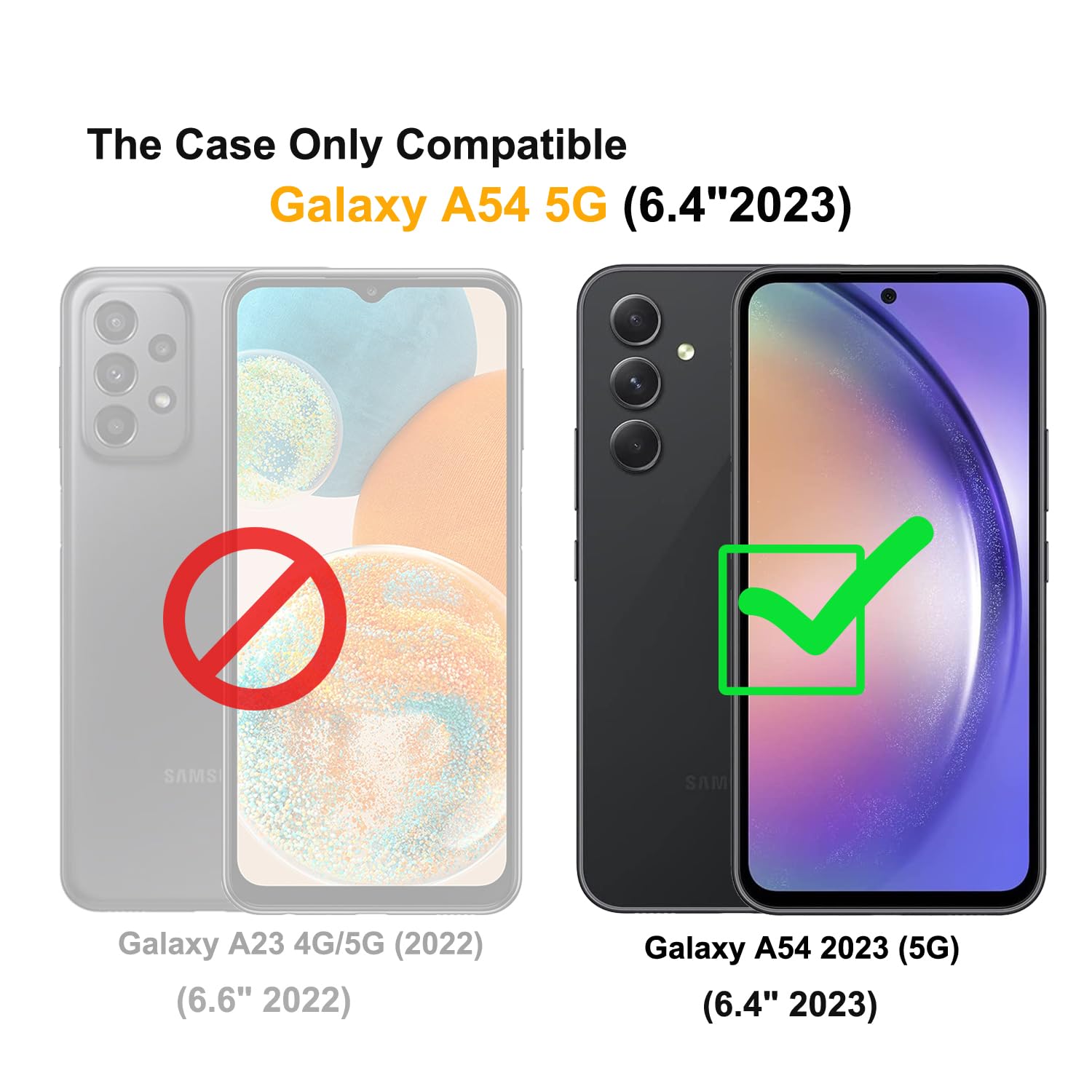 Case for Samsung Galaxy A54 5G Case with [2 Pack] Tempered Glass Screen Protecto