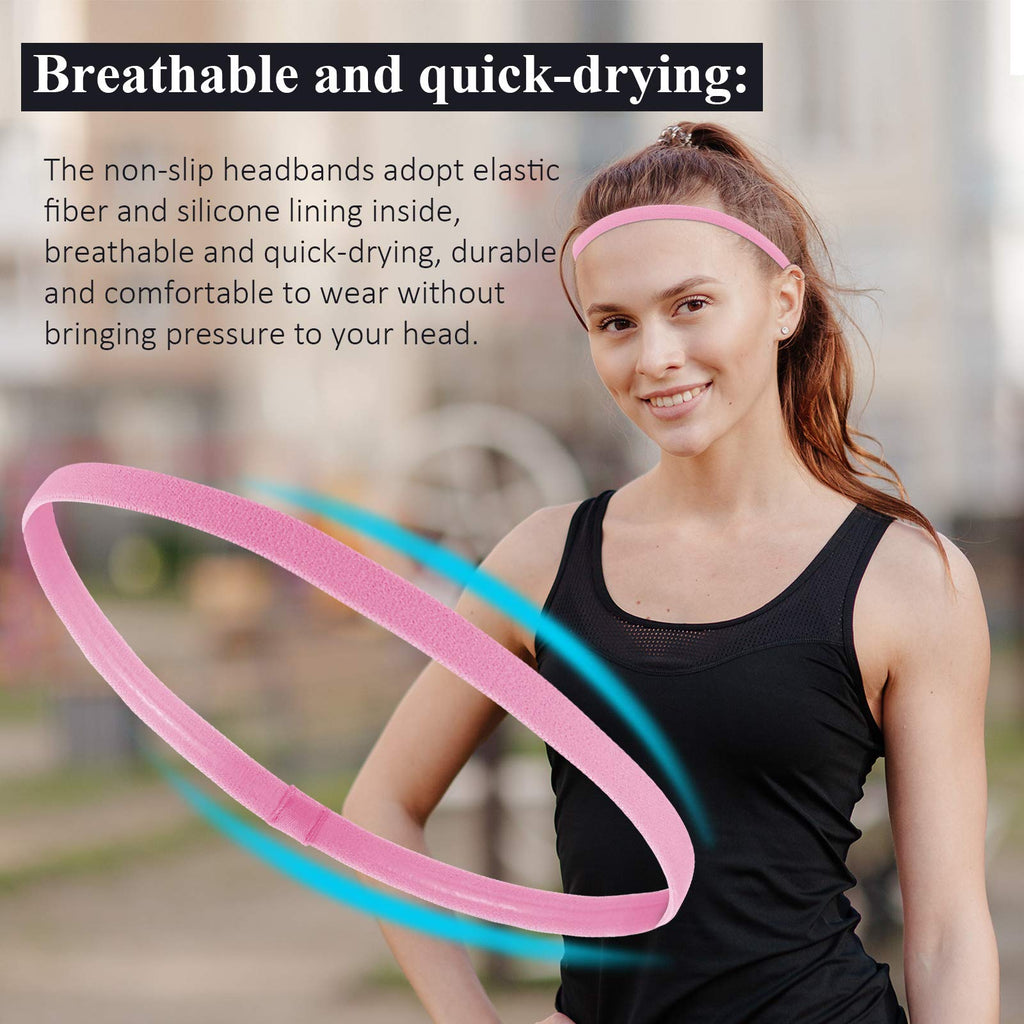 4 Pieces Thick Non-Slip Elastic Sport Headbands Hair Headbands for Women and Men