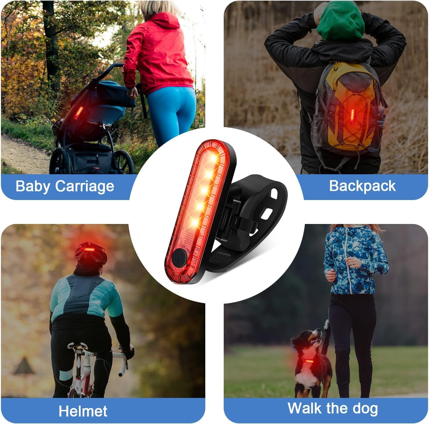Tail Light 5LED Bike Rear Light Rechargeable Bicycle TailLight Rear Cycling Safe