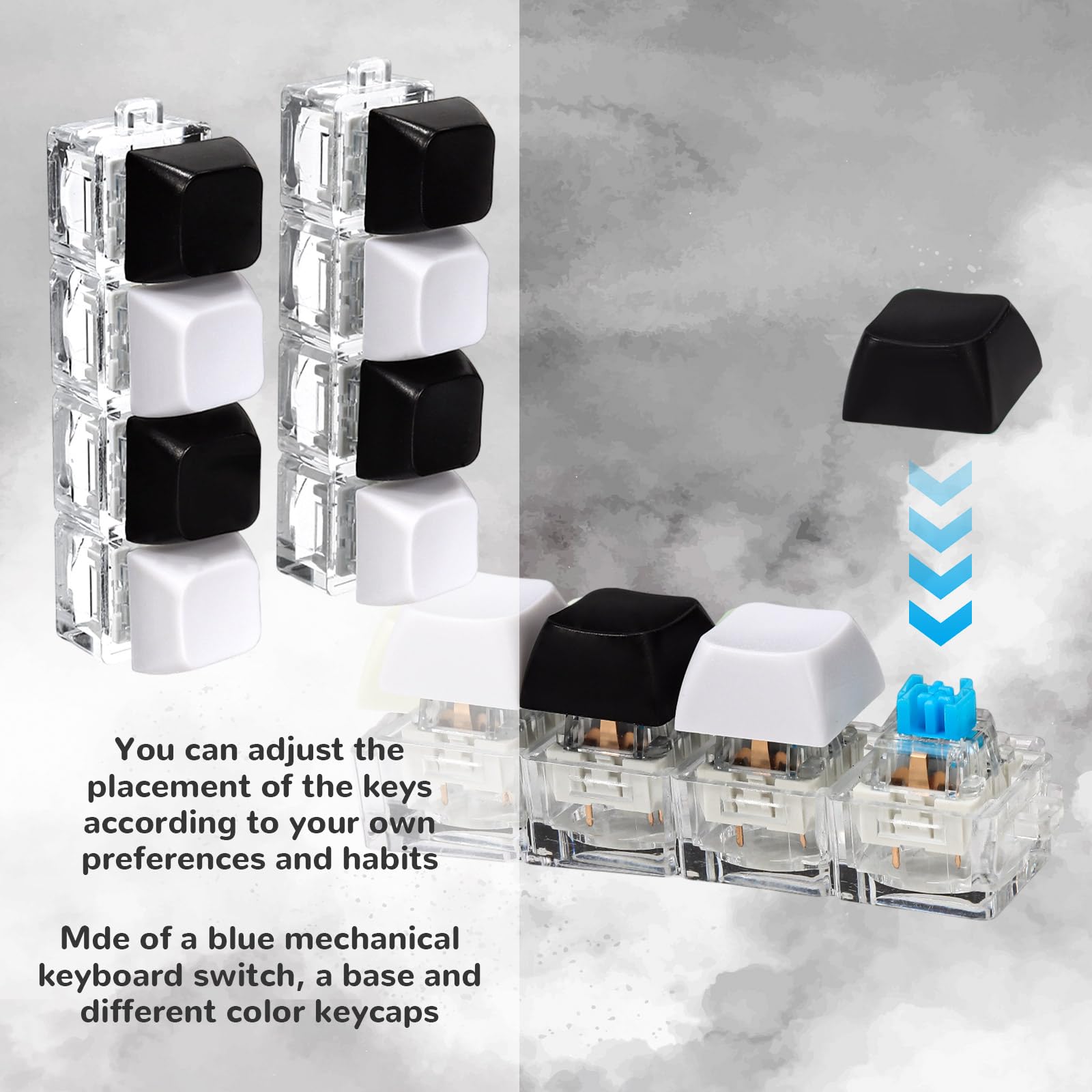 Keyboard Fidget Toy, 4-in-1 Keyboard Button Clicker Keychain, Push Bubble Se