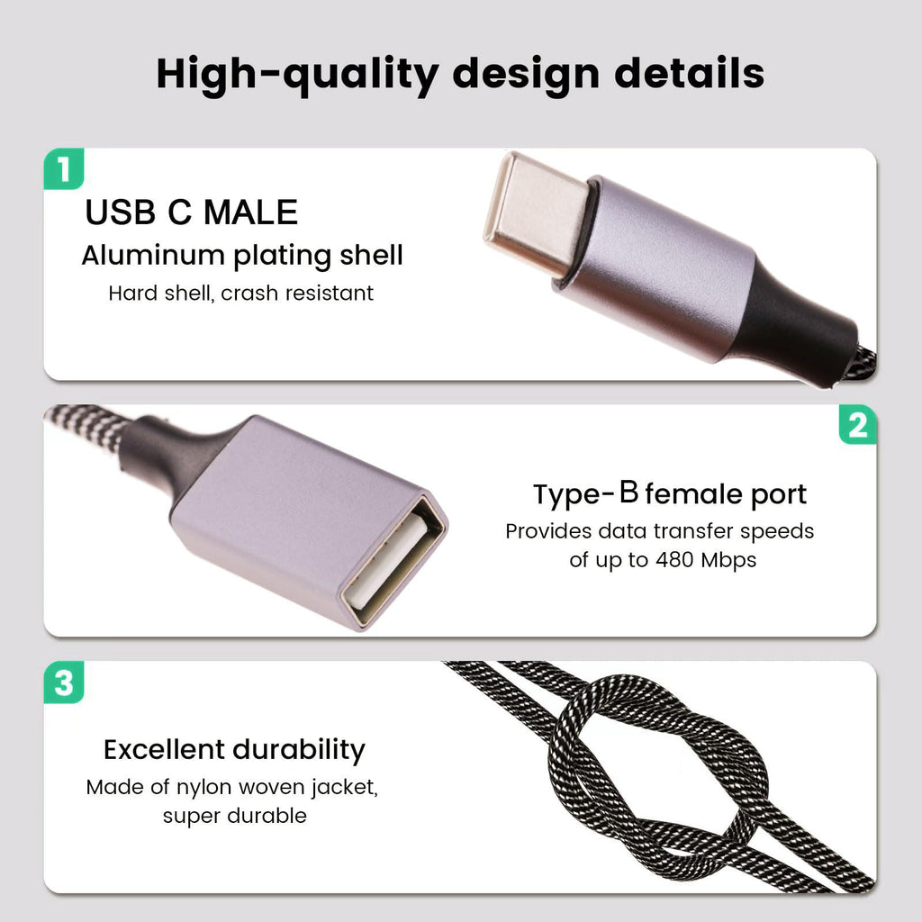 USB-C OTG Splitter Y Cable(10 inch long),USB C Male to Four USB A Female Cable A