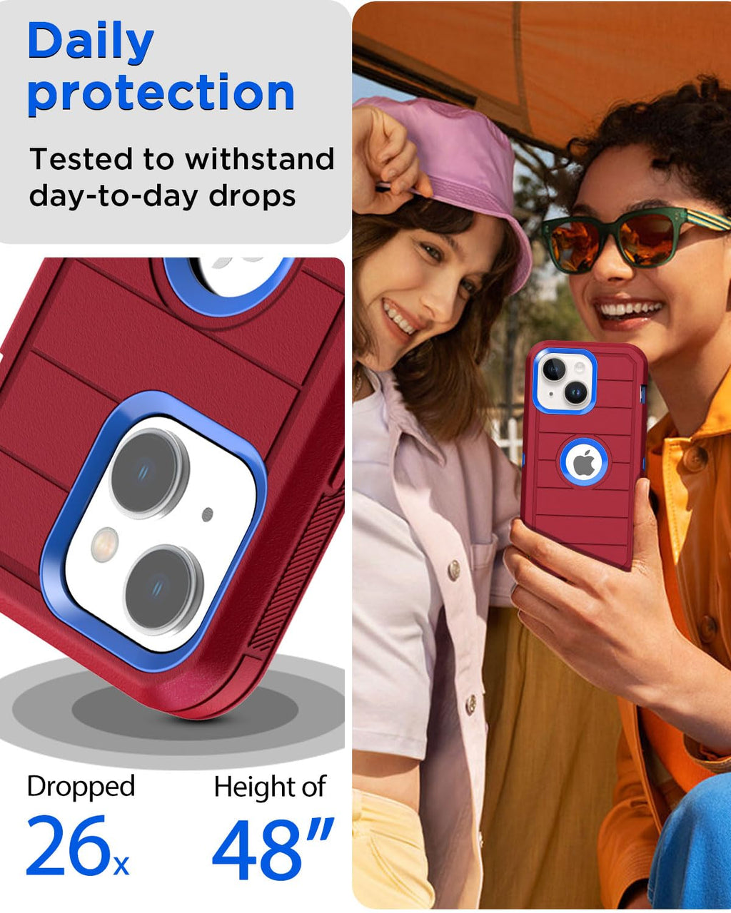 for iPhone 14/13 Case,Heavy Duty Drop Protection Full Body Rugged Shockproof/Dro