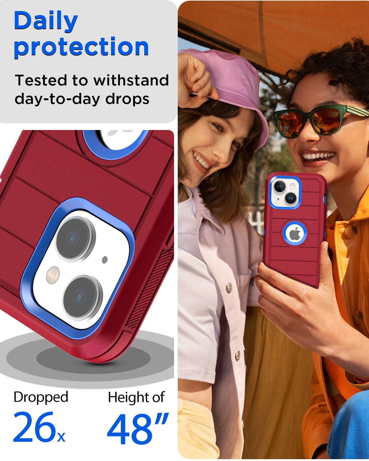 for iPhone 14/13 Case,Heavy Duty Drop Protection Full Body Rugged Shockproof/Dro