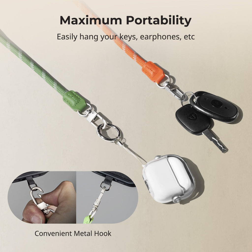 Phone Wrist Strap, 38Cm Leather & Nylon Wrist Strap For Smartphones With Built-I