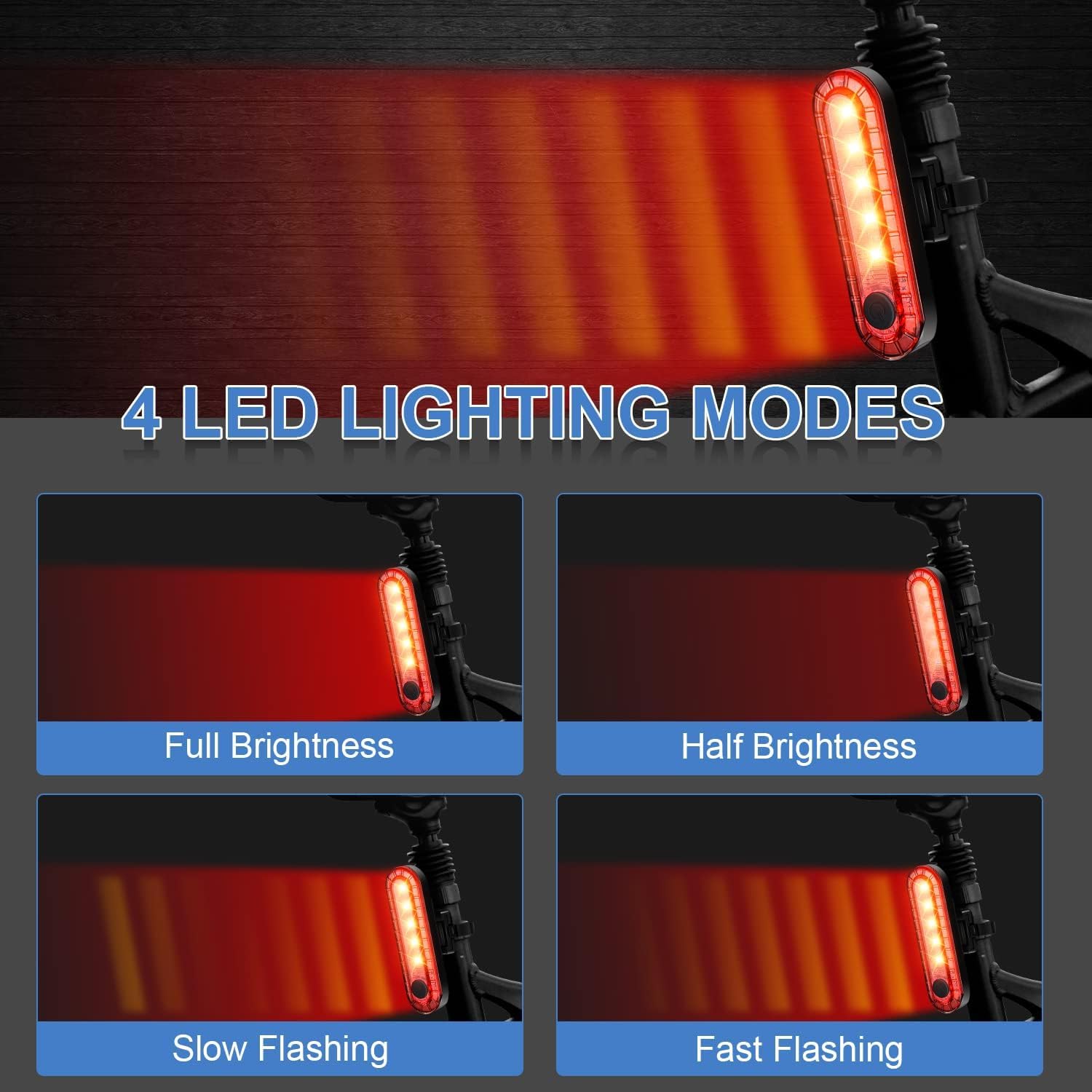 Tail Light 5LED Bike Rear Light Rechargeable Bicycle TailLight Rear Cycling Safe