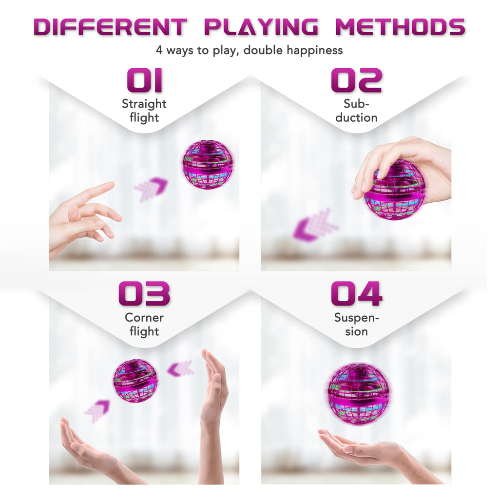 Boomerang Spinner, 360° Rotating LED Flying Ball (Purple)