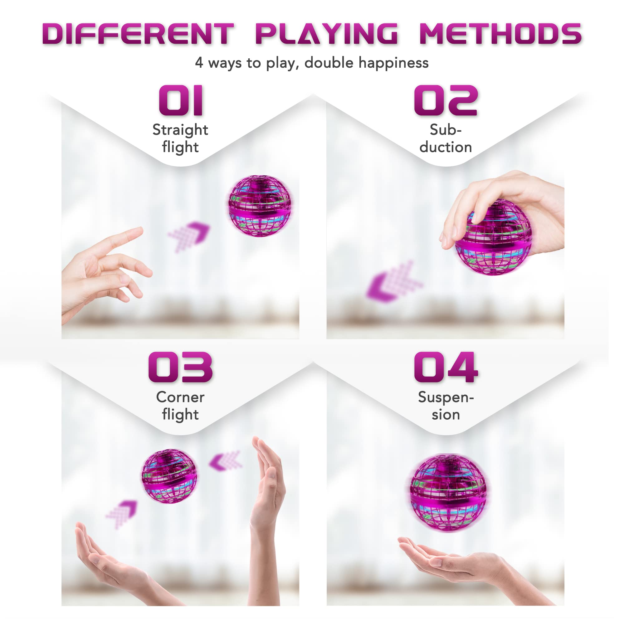 Boomerang Spinner, 360° Rotating LED Flying Ball (Purple)