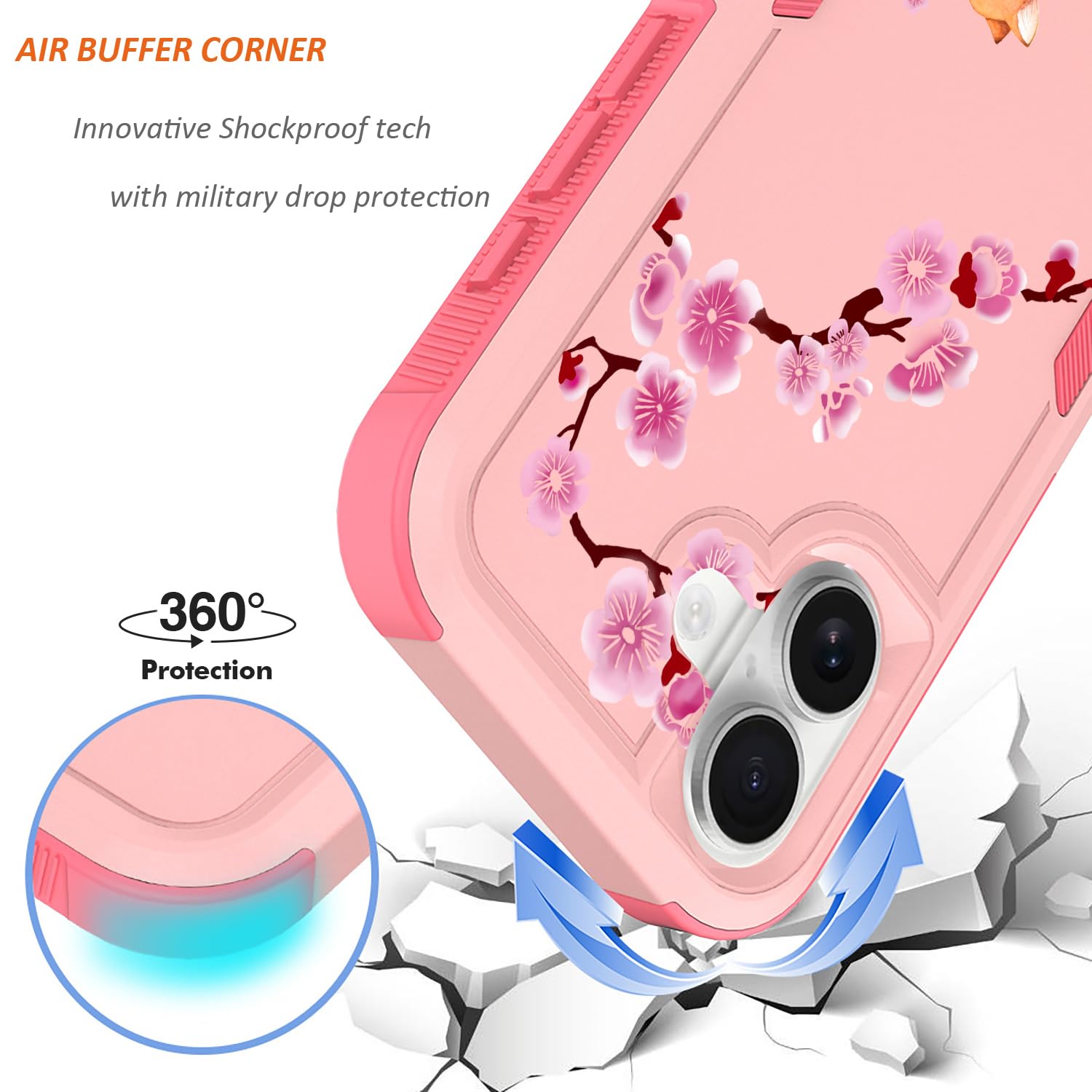 iPhone 17 Case with Screen Protector: Cute Flowers Floral Design for Girls W