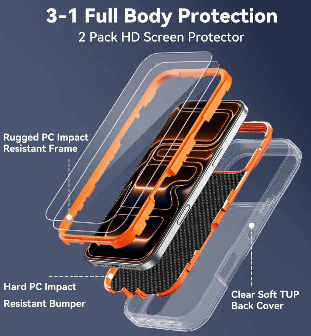 Iphone 17 Pro Case With Built-In Invisible Kickstand,[2*Screen Protector] Milita