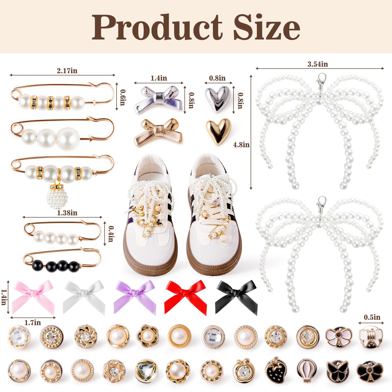 50pcs Shoe Charms for Sneakers & Accessories - DIY Shoe Lace Pearl Rhinestone Br