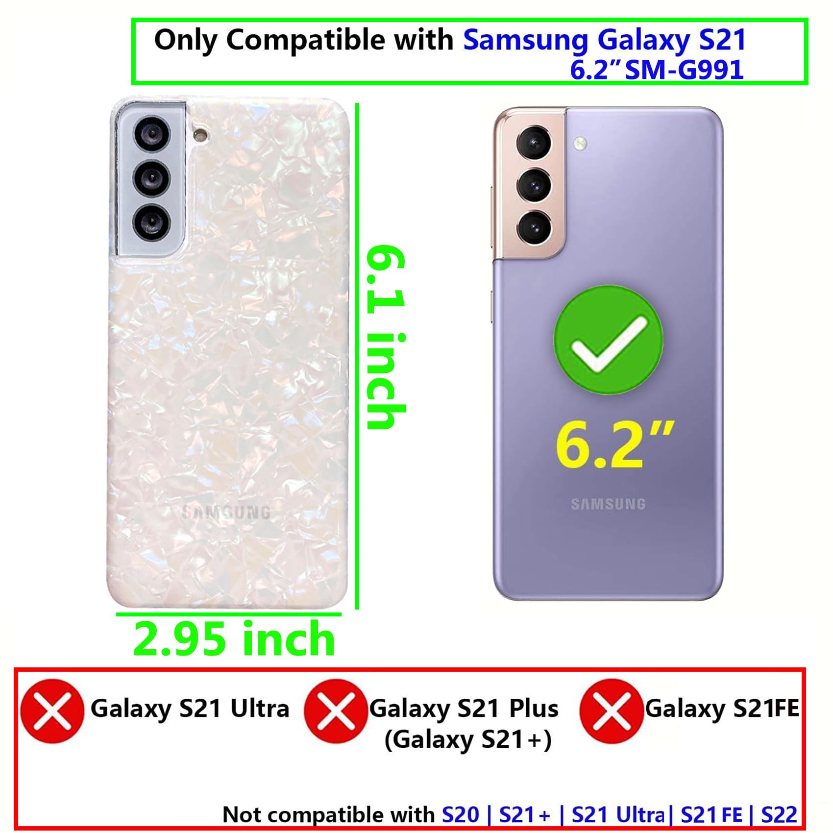 Galaxy S21 Case 5G 6.2-inch, Luxury Sparkle Glitter Translucent Clear Opal Pearl