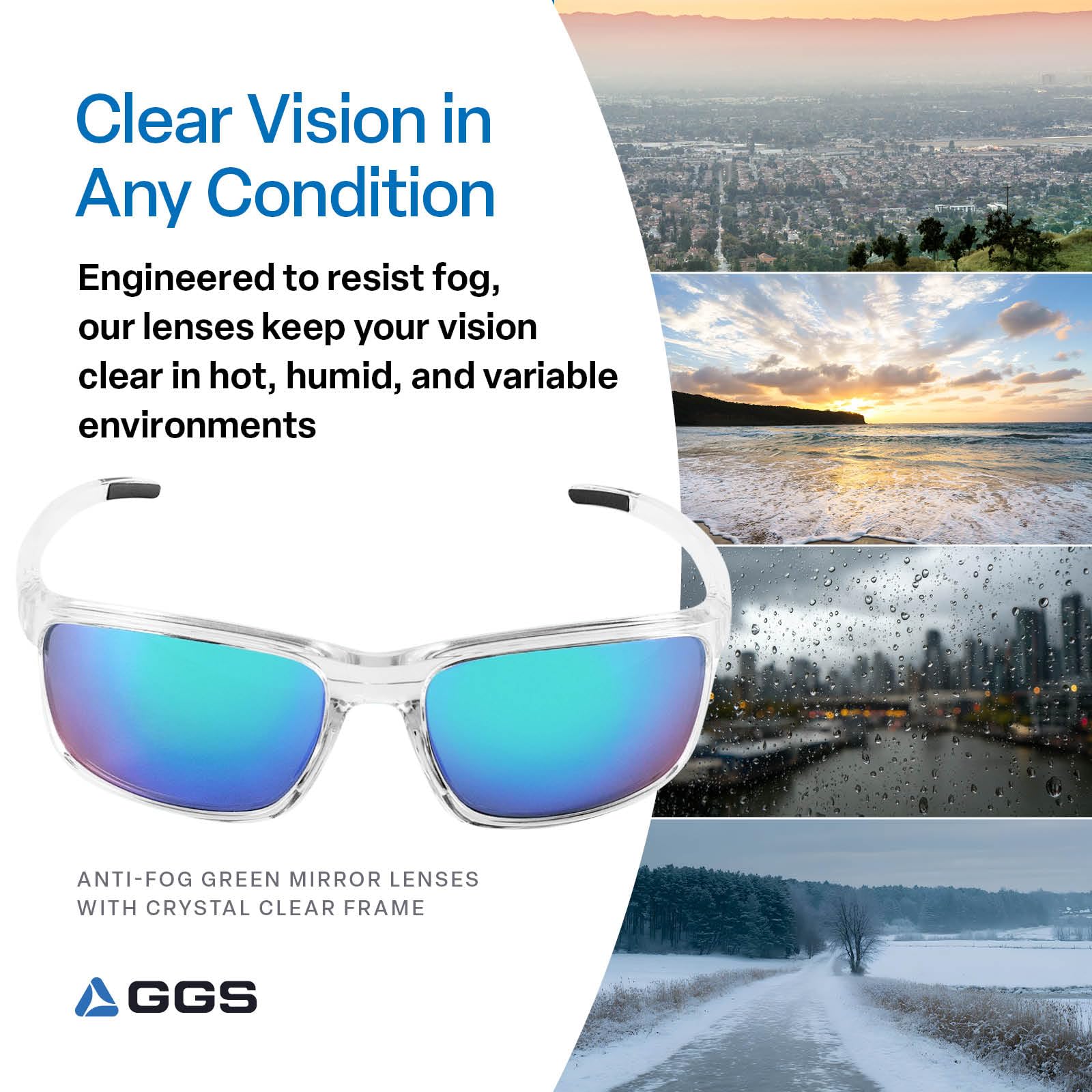 Eyewear Pompano Glasses - Anti-Fog, Lightweight, Impact/Scratch Resistant