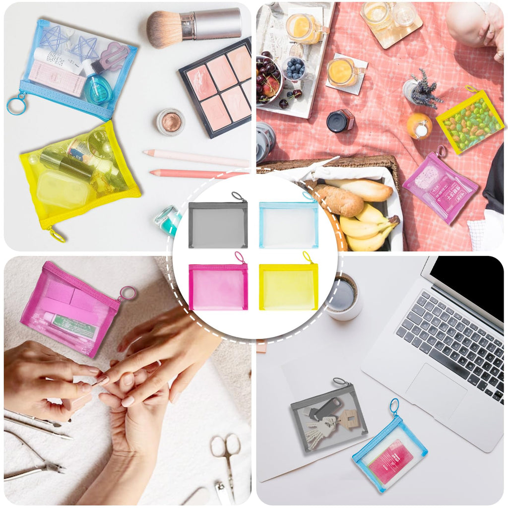 Pack), Small Mesh Bags with Zipper Nylon Makeup Pouches Bag Cosme