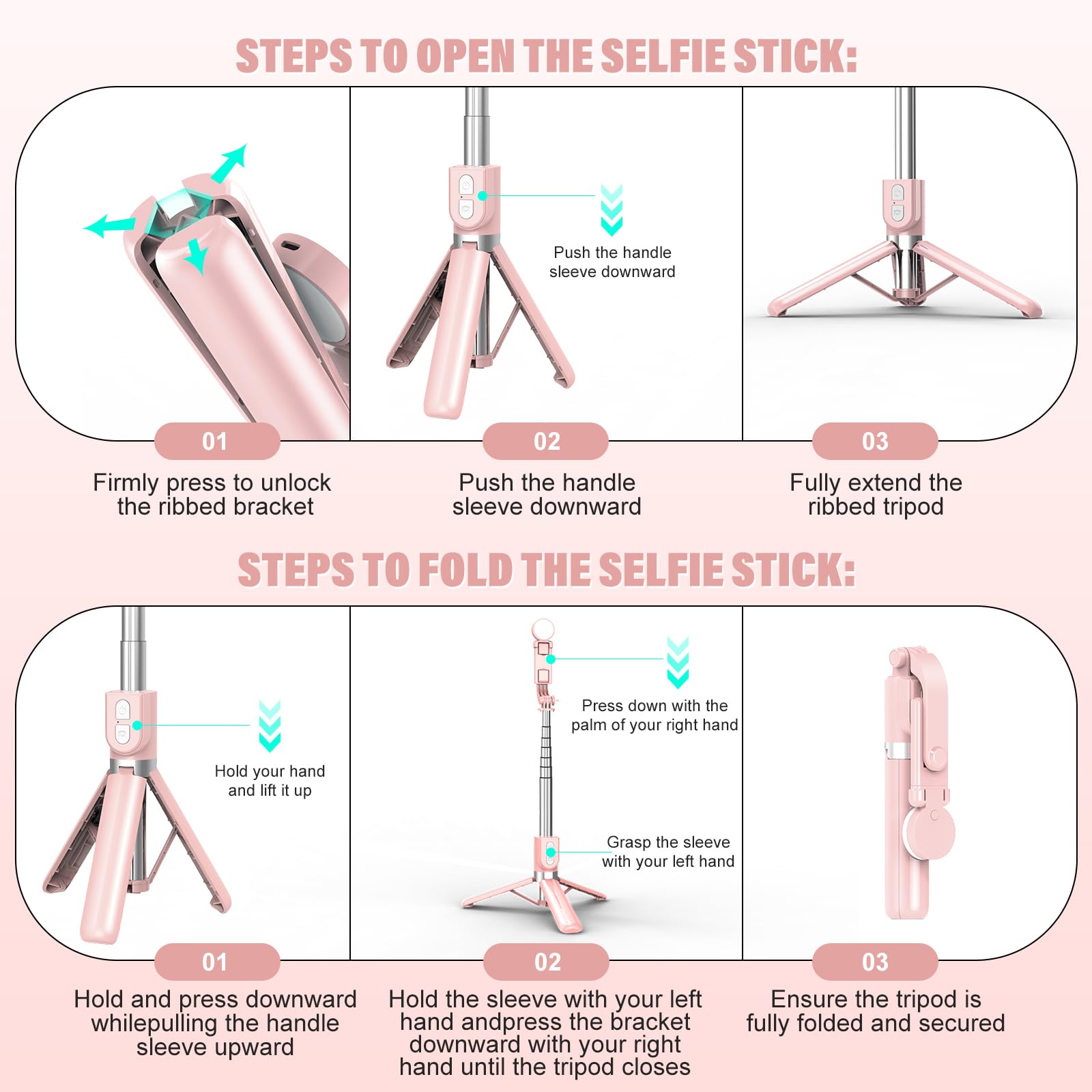 Stick with Rechargable Remote & Light (1PC), Tripod for iPhone, Cell Phone Stand