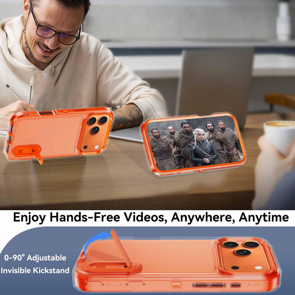 Iphone 17 Pro Case With Built-In Invisible Kickstand,[2*Screen Protector] Milita
