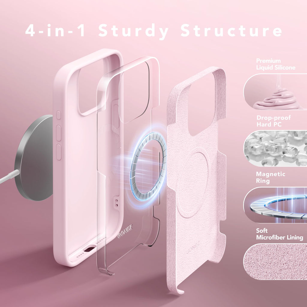 Iphone 15 Pro Max Case Silicone, Magsafe, Camera Protector + Screen Protector, S