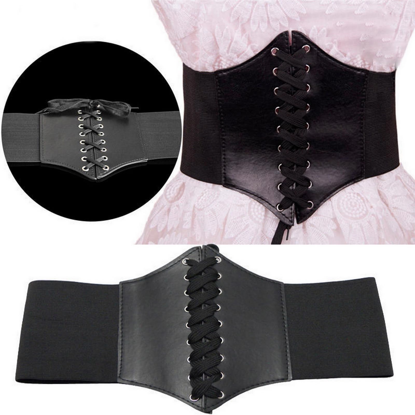 Cincher Corset Wide Band Elastic Tied Waspie Belt Leather Soft Adjustable