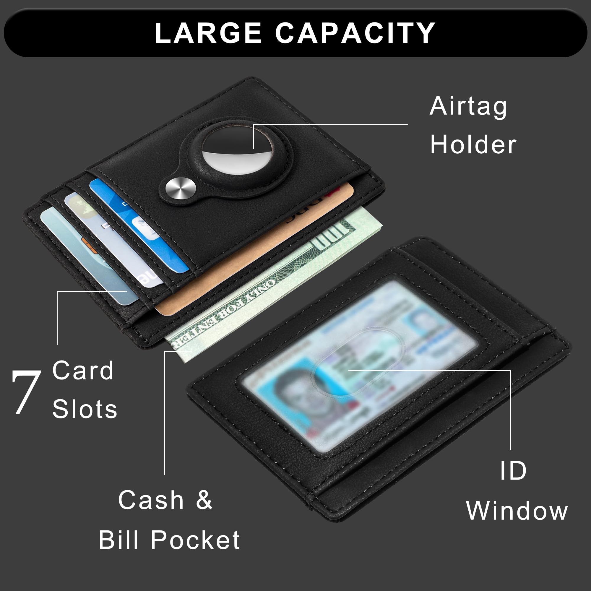 Front Pocket Air Tag Wallet, RFID Blocking Card Holder Wallet wi